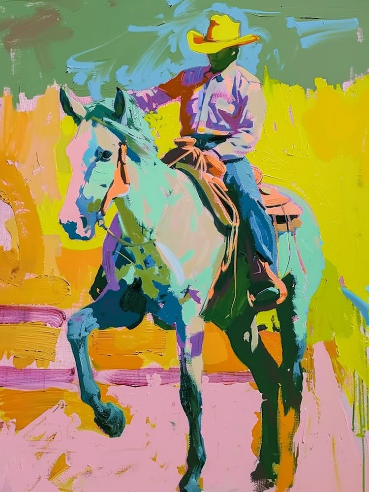 Pink And Yellow Cowboy Painting 5