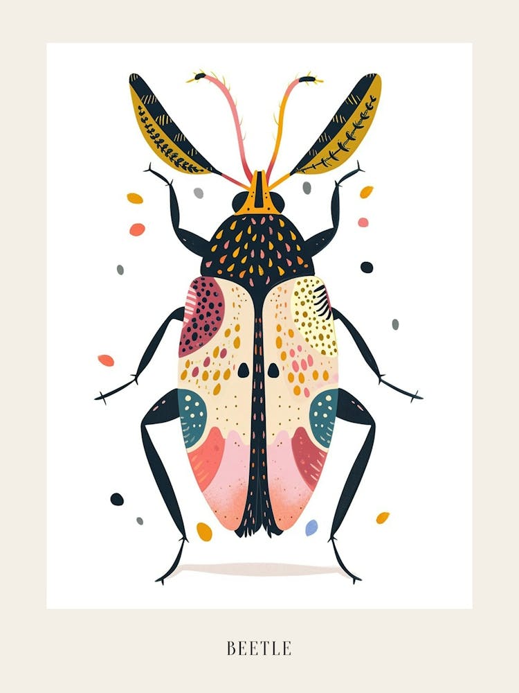 Colourful Insect Illustration Beetle 9 Poster