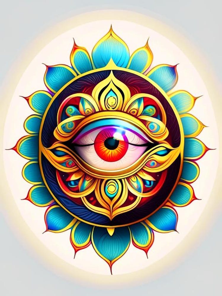 Dharma Wheel, Symbol, Third Eye Tattoo 4
