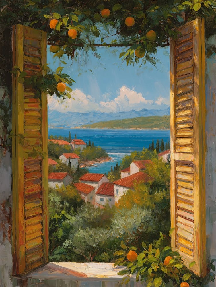 Open Window Painting Mediterranean