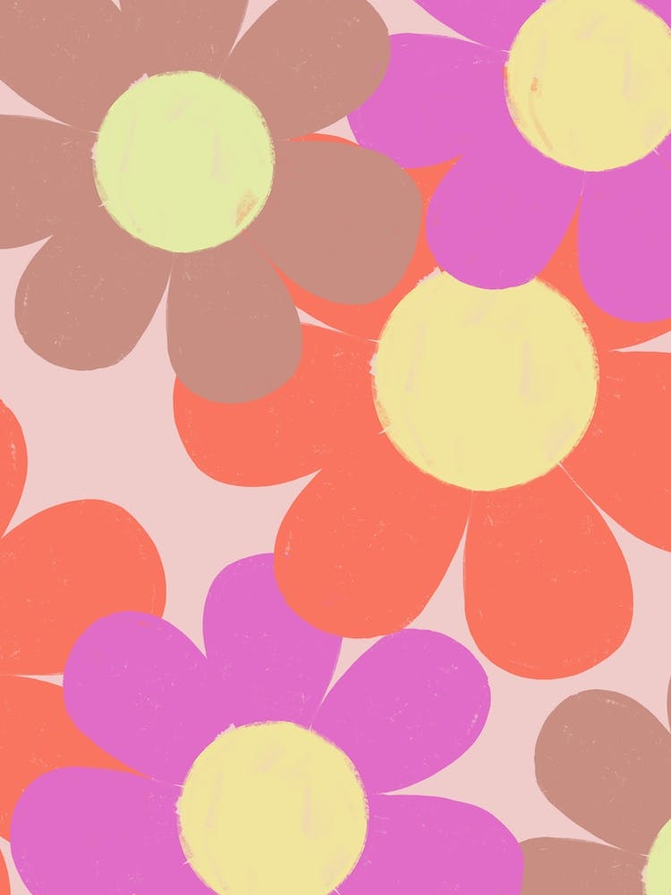 Large Retro Flowers