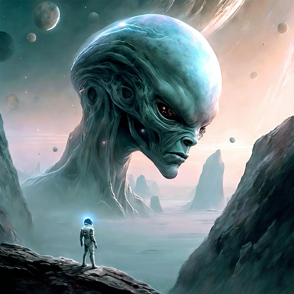 The Statue Of Alien In Space