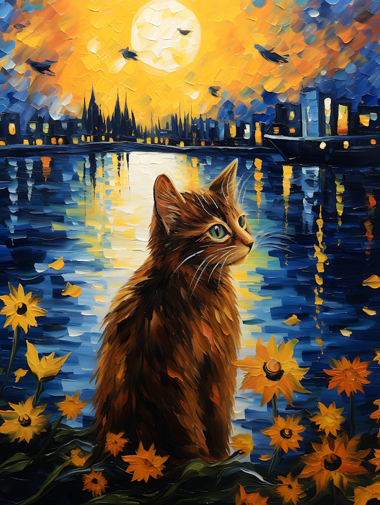 Cat Sunflowers 4