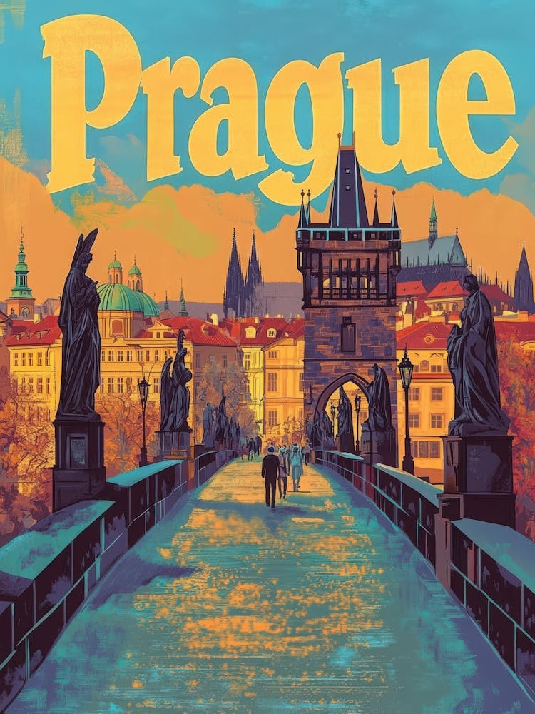 Aihrgdesign A Vintage Travel Poster Of Prague 2