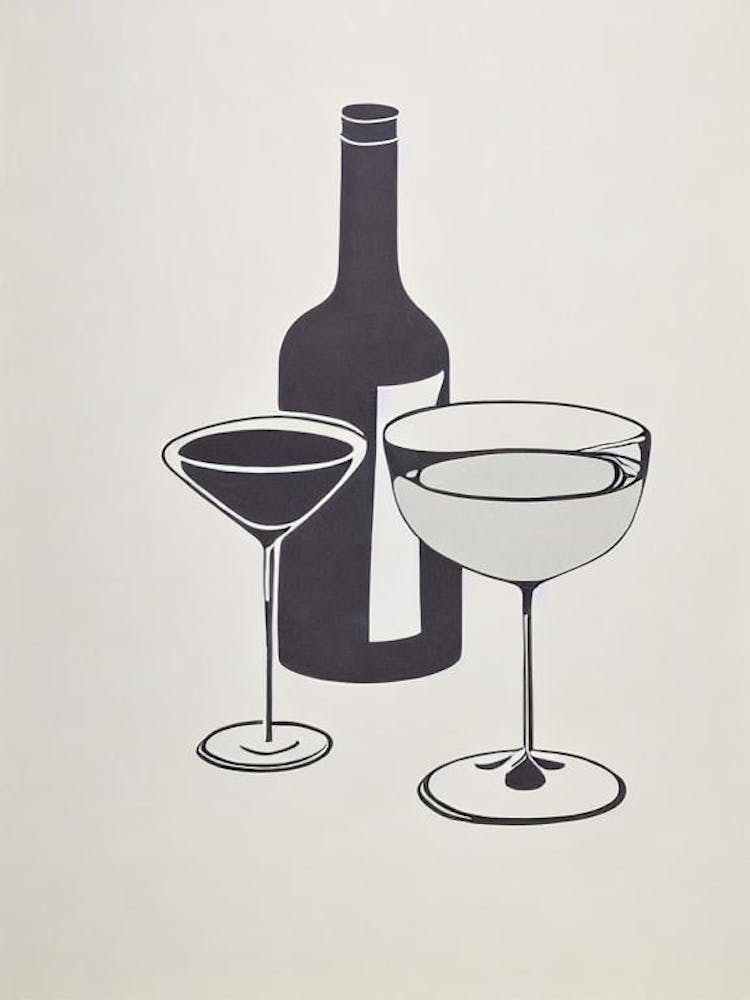 Corpse Reviver 2 Picasso Line Drawing Cocktail Poster