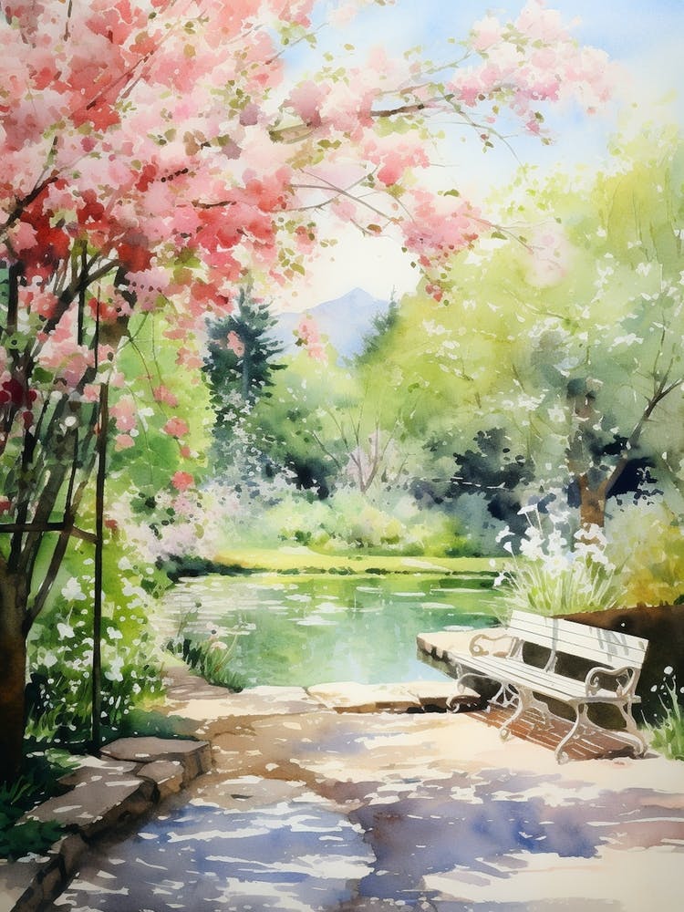 Claude Monet Garden France Watercolour 1
