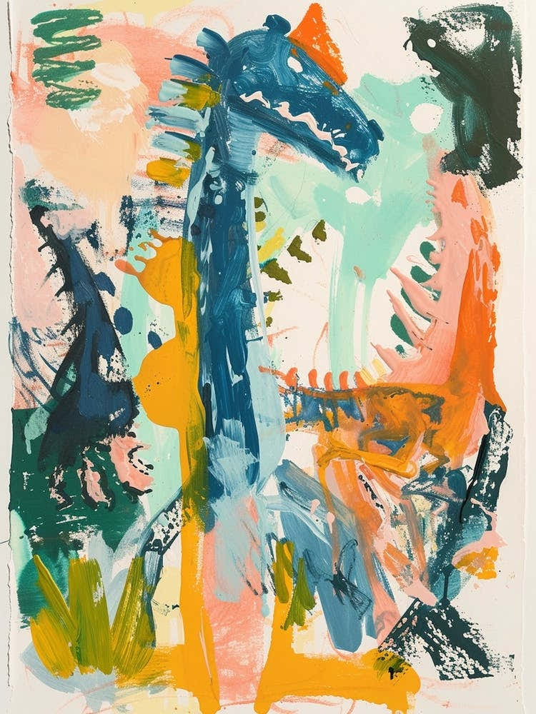 Abstract Group Of Dinosaurs Painting 1