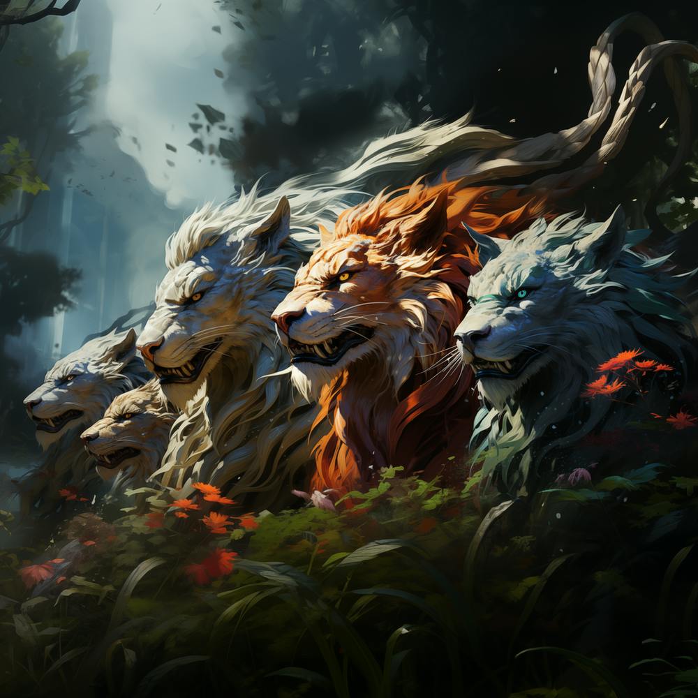 Lions Roaming In The Forest