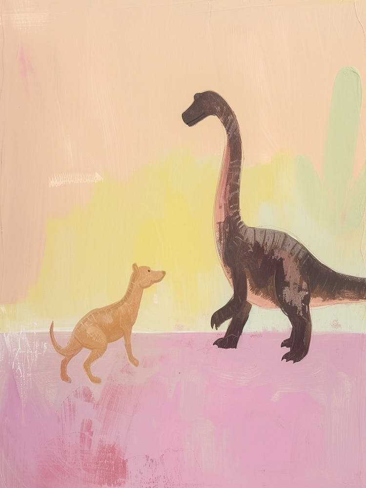 Dinosaur & A Dog Muted Pastels 3