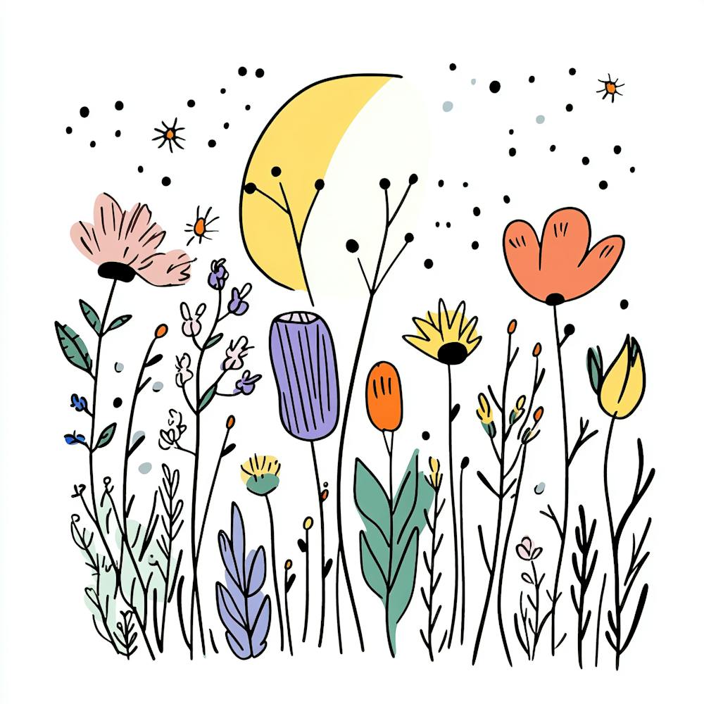 Cute Line Art Wildflowers 11