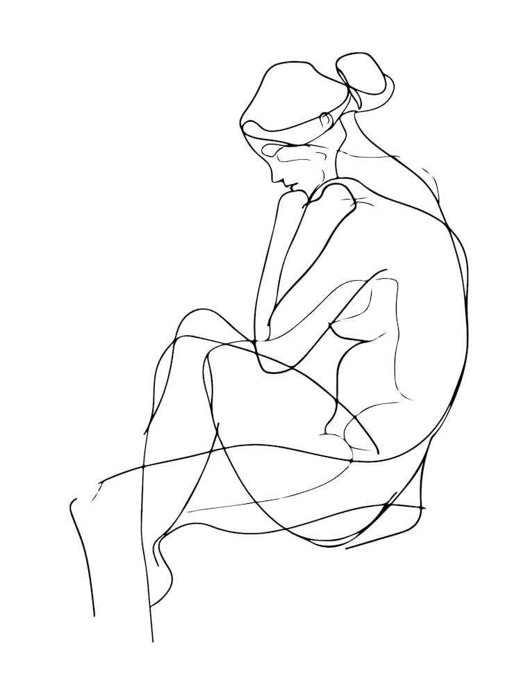Line Drawing Of A Woman Minimalist Line Art Monoline Illustration