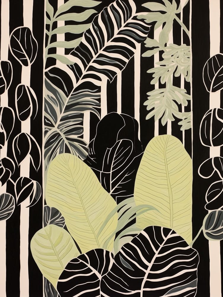 B&W Plant Illustration Calathea