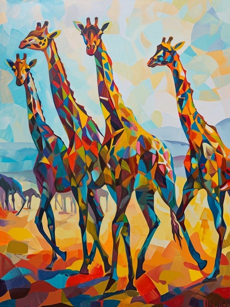 Herd Of Giraffe Running Through The Grass 2