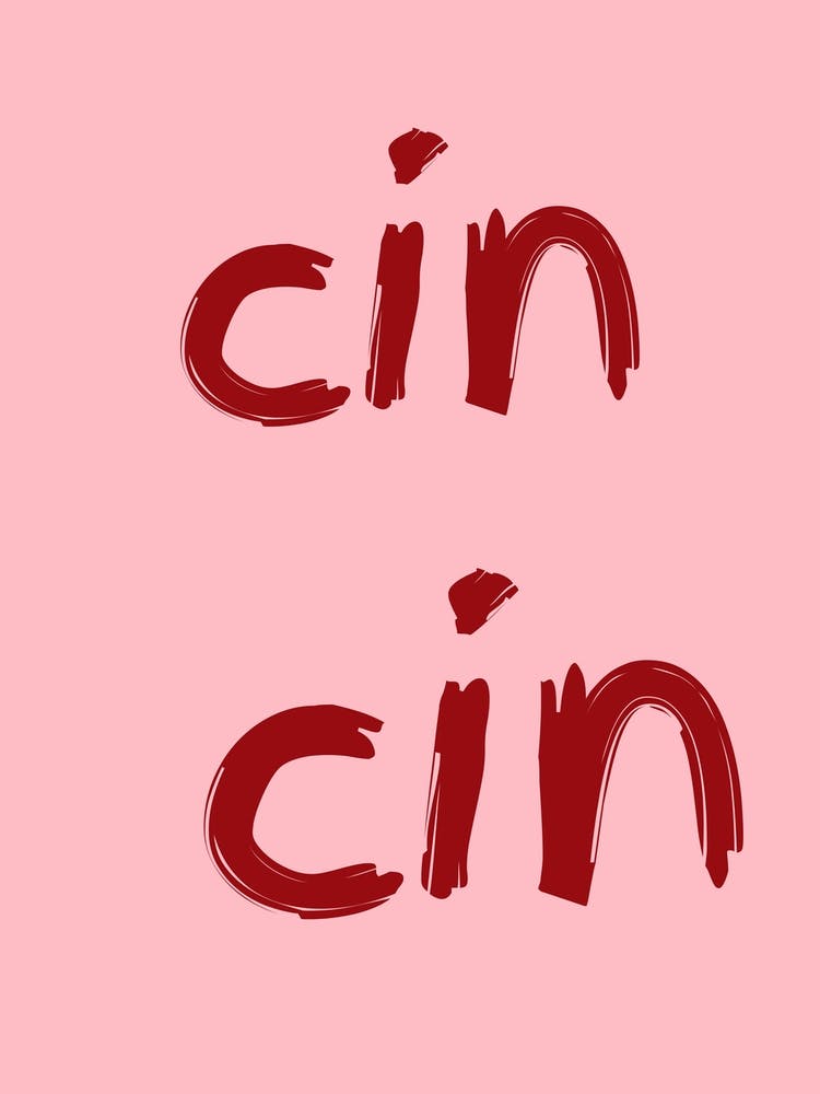 Cin Cin Wine Poster Pink And Red