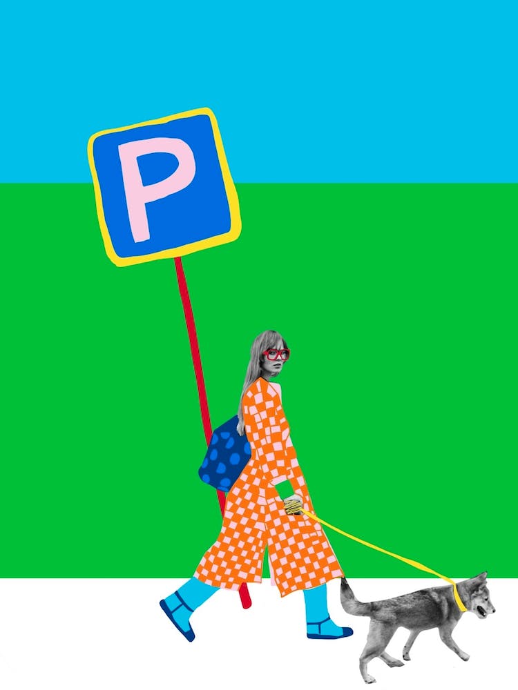 A Stylish Lady Walking Her Dog In London