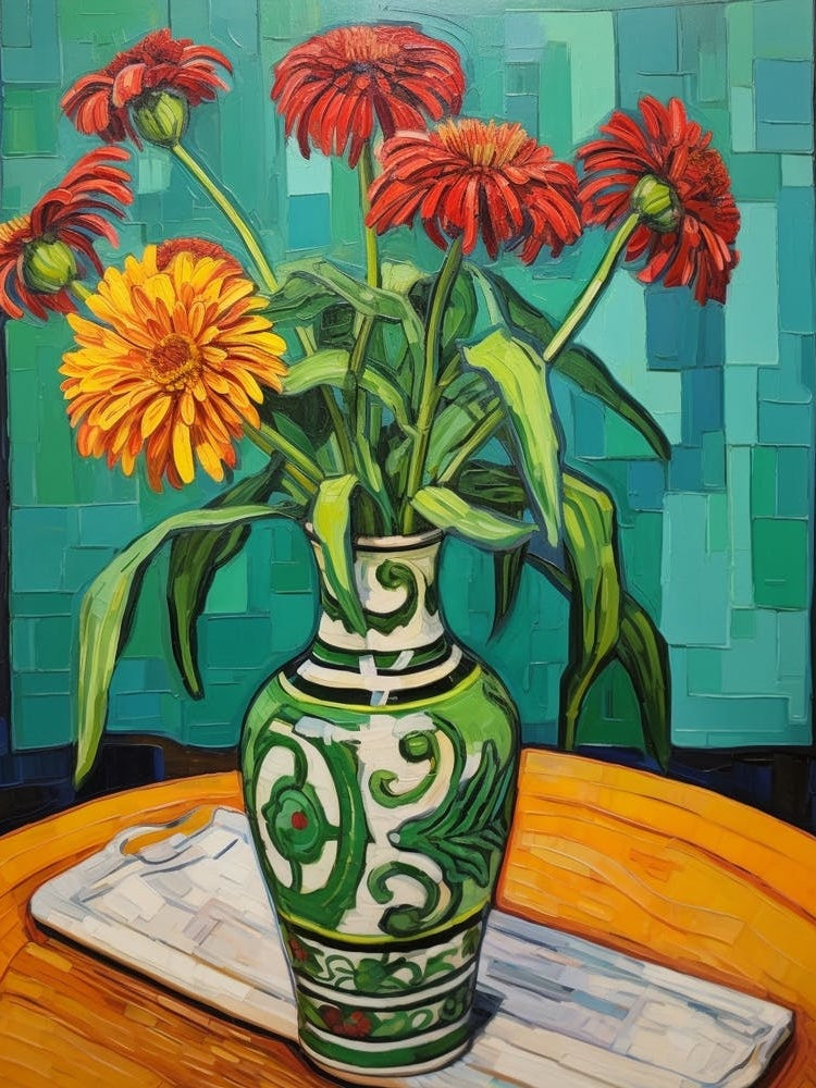 Flowers In A Vase Still Life Painting Gaillardia 1