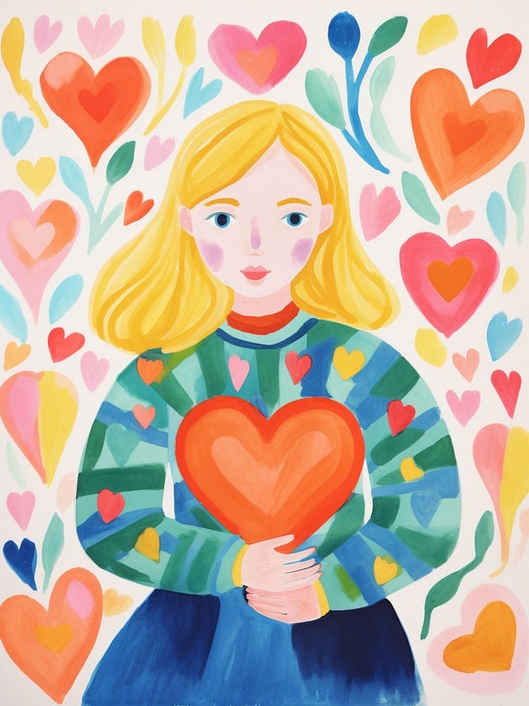 Person With Blonde Hair Holding A Heart 2