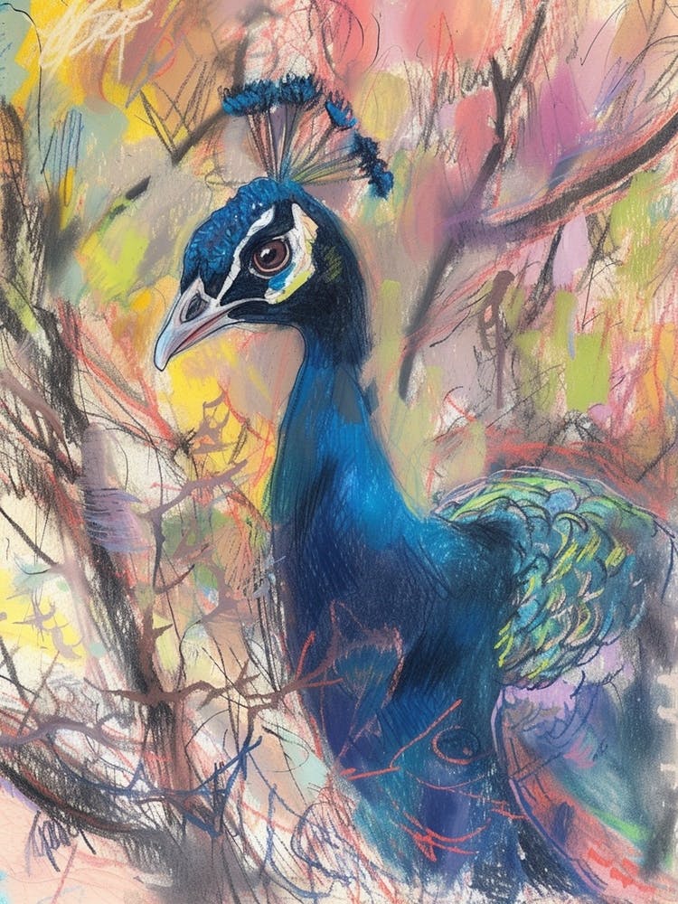 Pink Yellow Blue Scribble Portrait