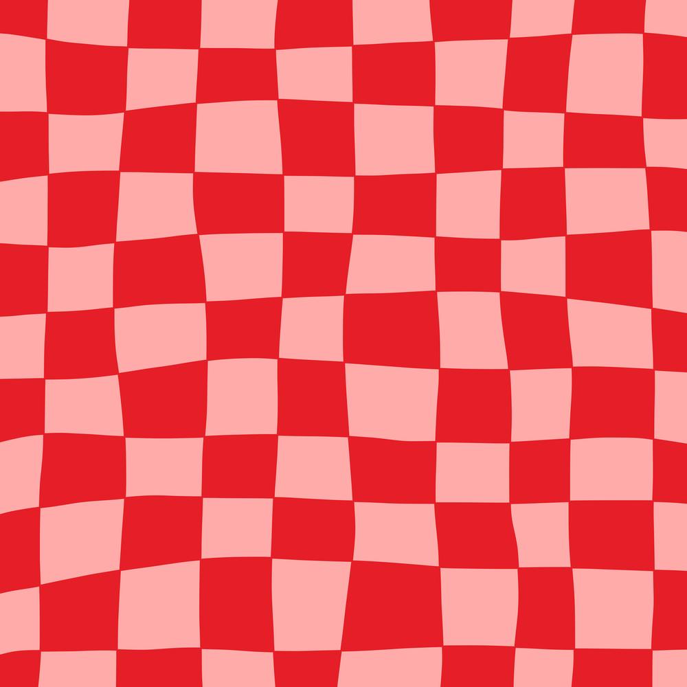 Hand Drawn Checkerboard Pattern (red/pink)