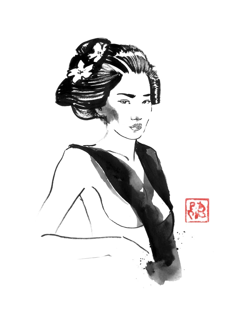 Geisha Halbnackt