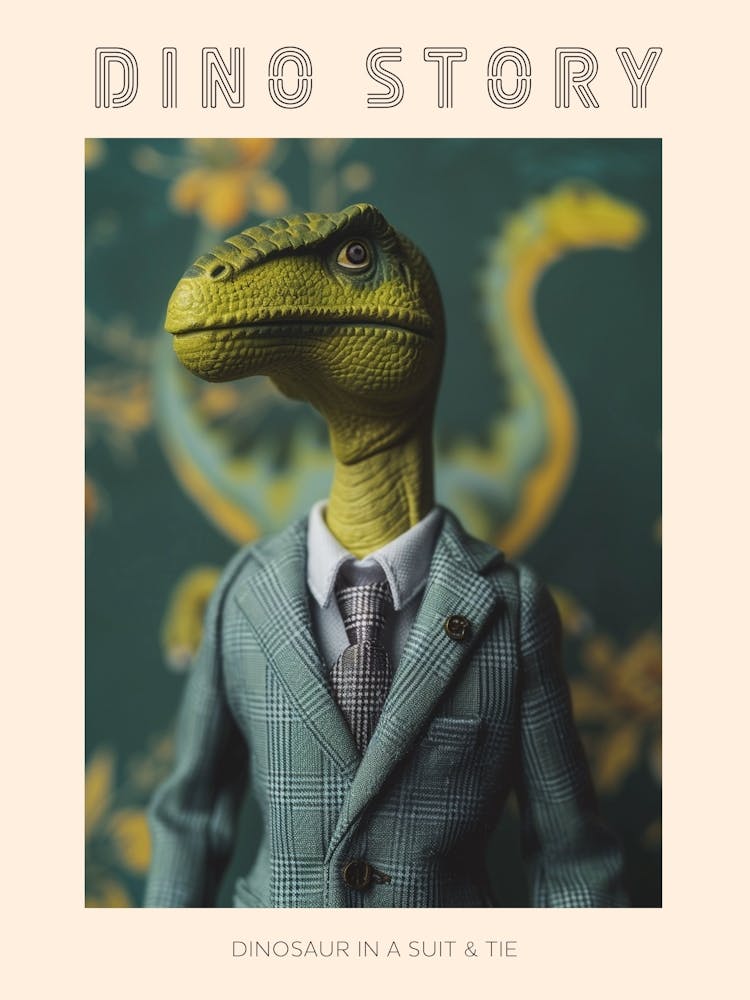 Pastel Toy Dinosaur In A Suit & Tie 3 Poster