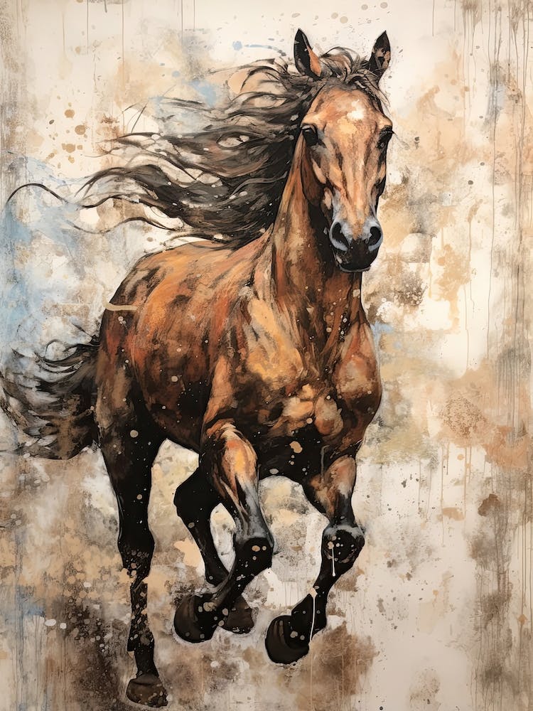 A Horse Painting In The Style Of Mixed Media 3