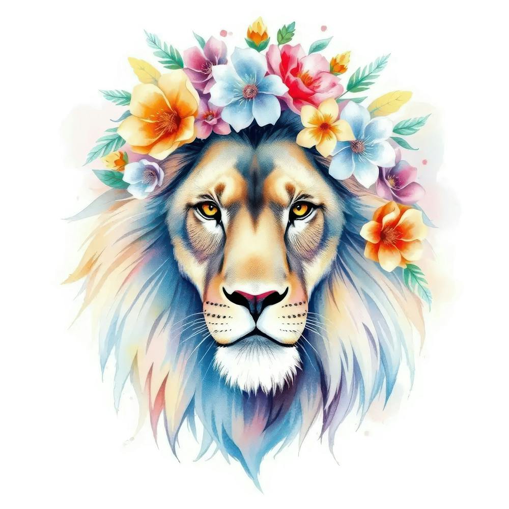 Lion With Flower Crown