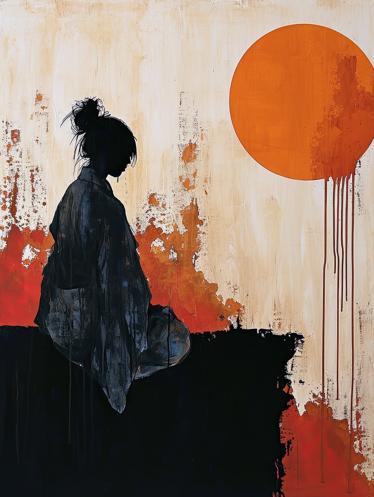 Asian Woman and Red Sun, Chinese Classic