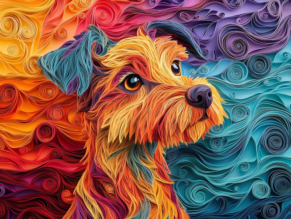 Irish Terrier Paper Quilling Dog Portrait II