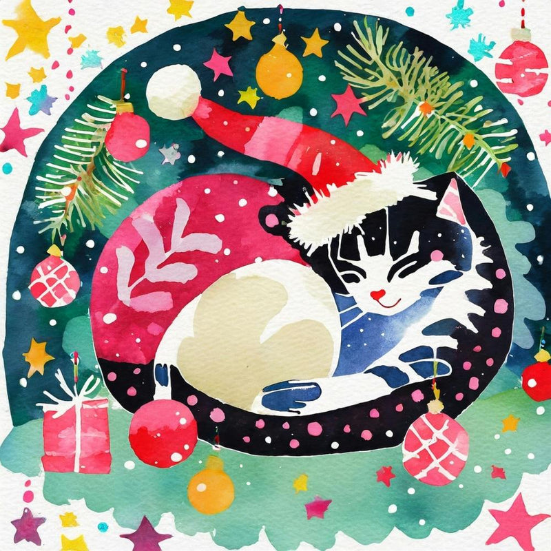 Sleeping cat for Christmas