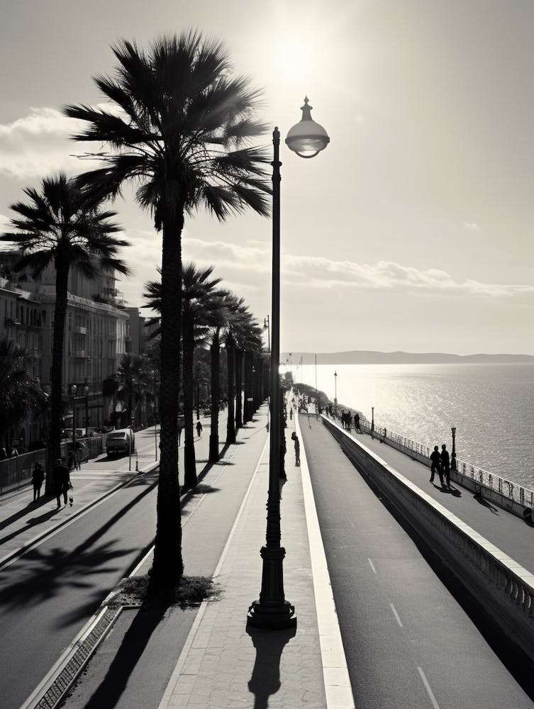 Nice, France, Black And White Old Photo 1