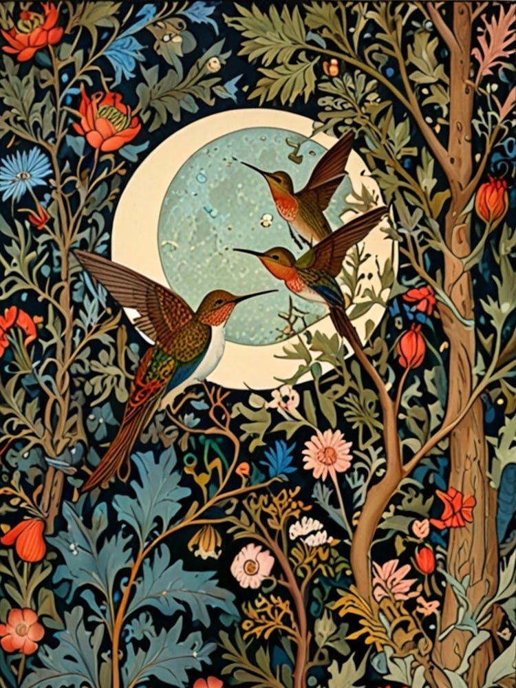 William Morris Hummingbirds In The Forest 1