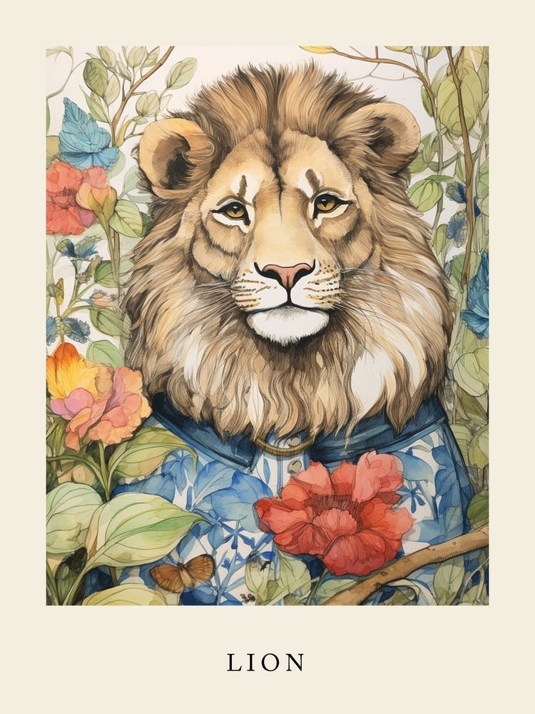 Beatrix Potter Inspired  Animal Watercolour Lion 1