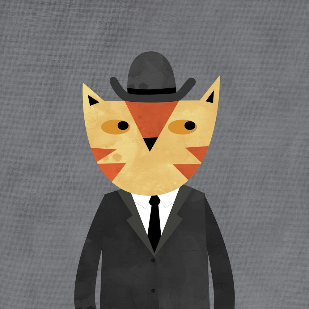 Orange Ginger Cat in a Bowler Hat and Suit
