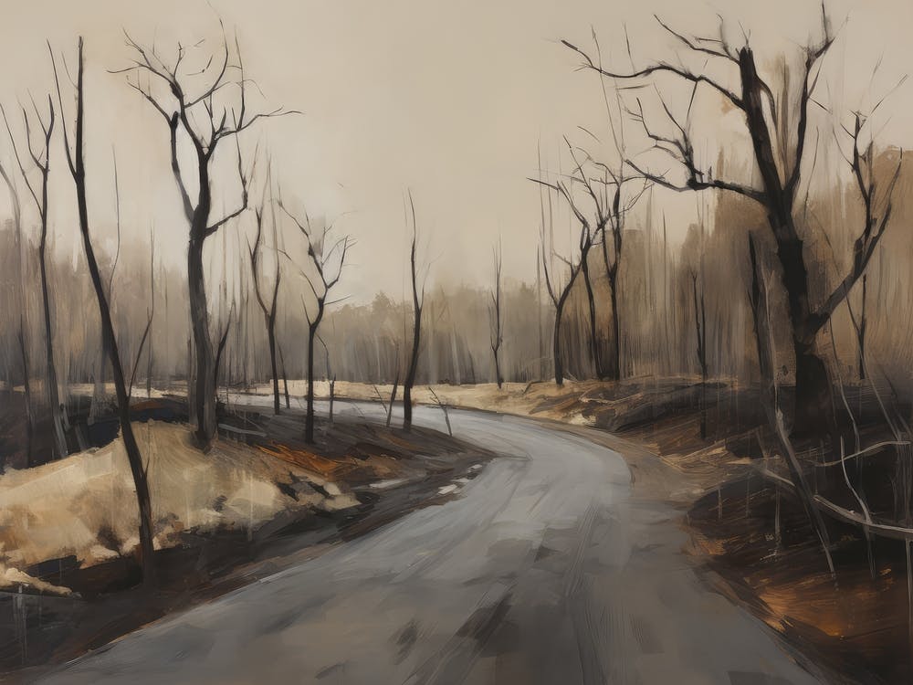 Burned Forest Oil Painting