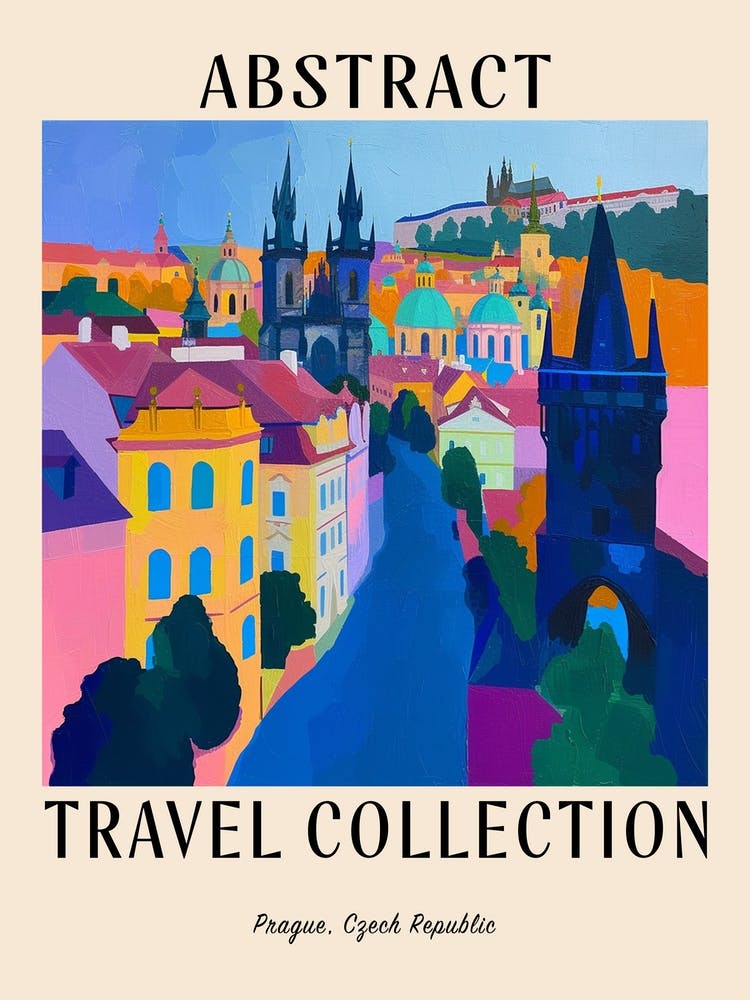 Abstract Travel Collection Poster Prague Czech Republic 3
