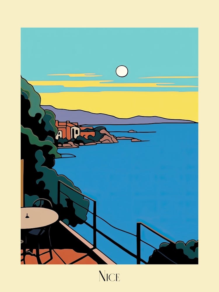 Poster Of Minimal Design Style Of Nice, France 4