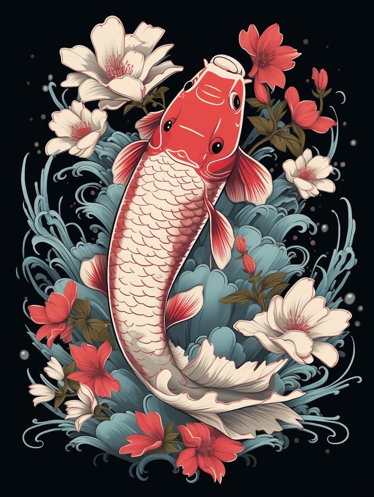 Koi Fish Japanese Style Illustration 9