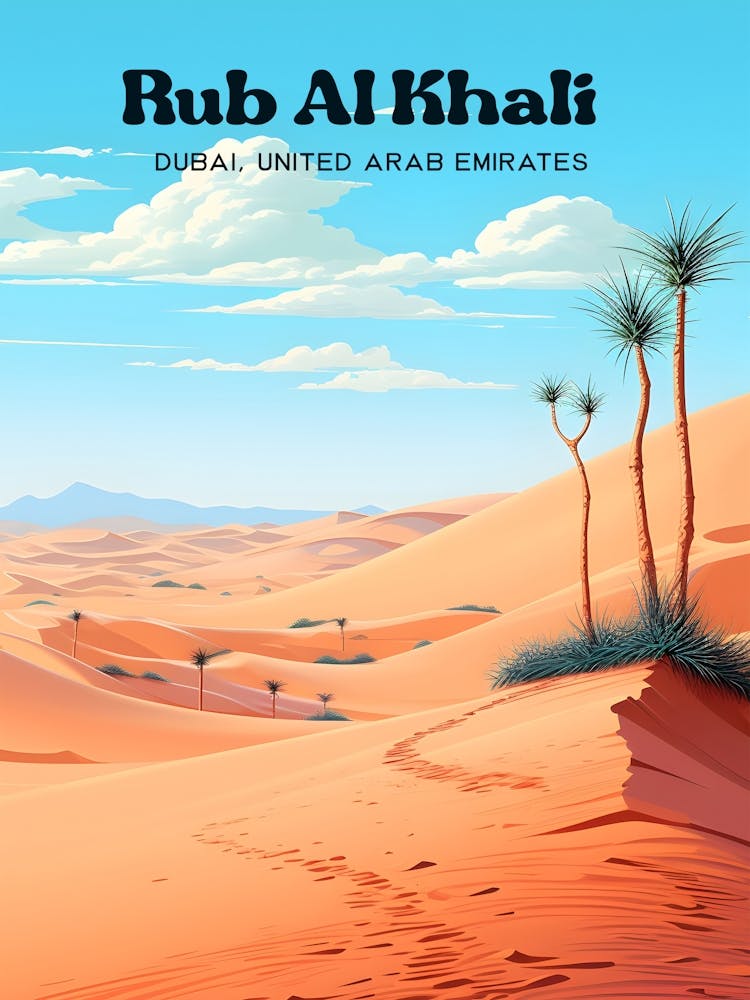 Rub Al Khali UAE Desert Modern Travel Illustration
