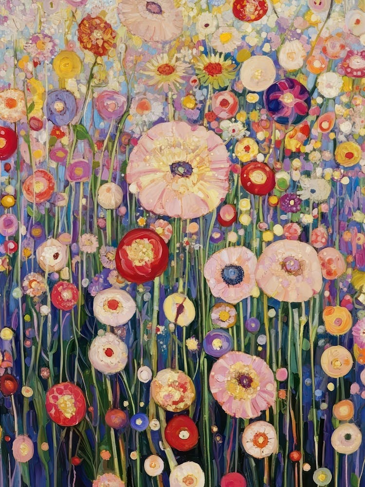 Gustav Klimt Print Flower Garden Poster Klimt Exhibition Poster Painting Wildflowers Full