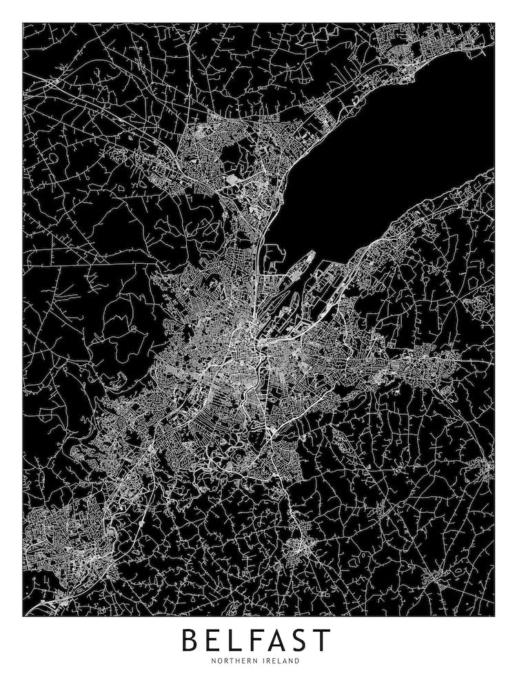 Belfast Black And White Map