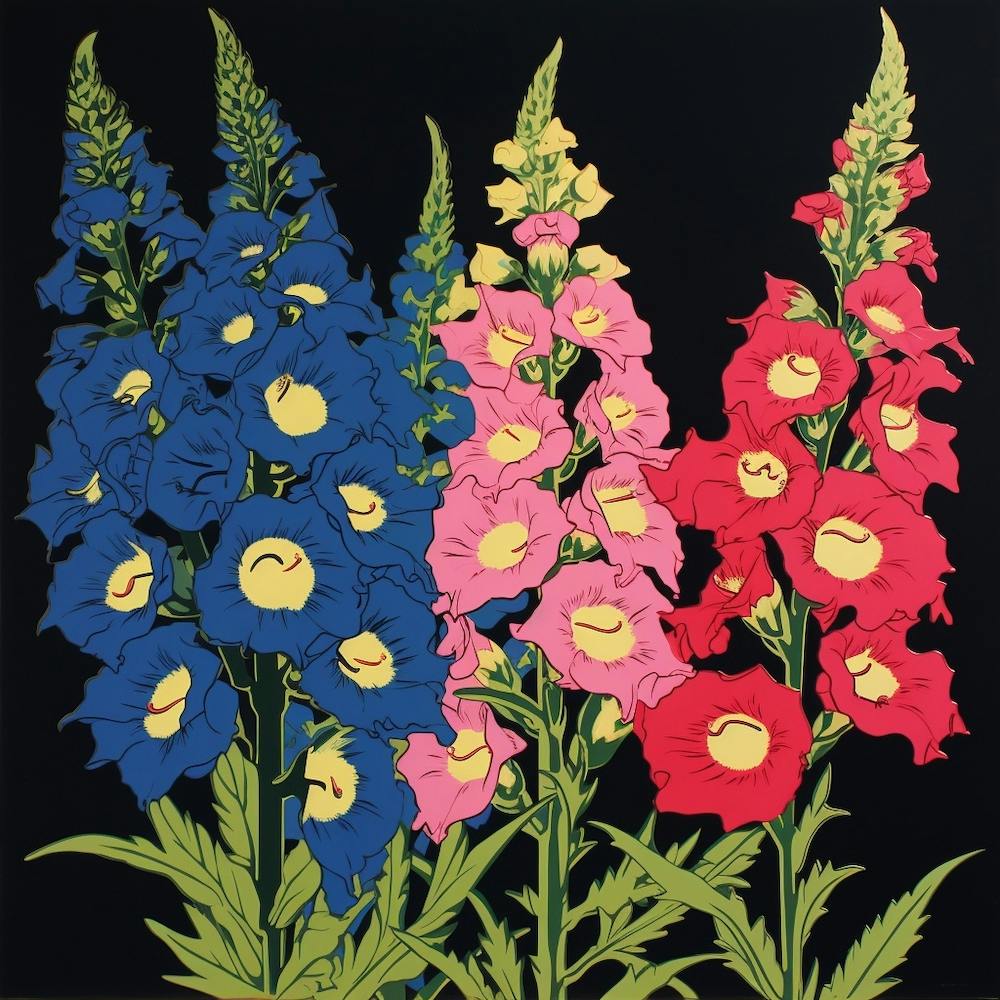 Delphinium 1 Pop Art Illustration Square