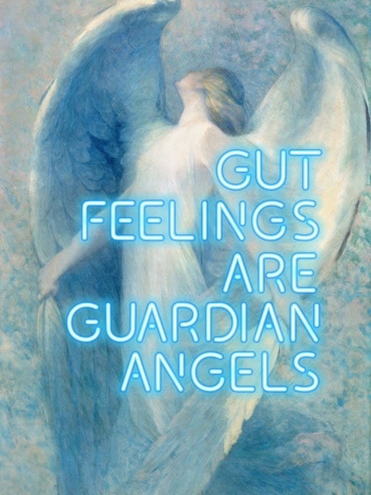 Gut feelings are guardian angels - Vintage altered art - trendy wall art