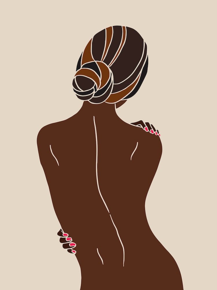 Girl With Bun Backview Black Dark Hair