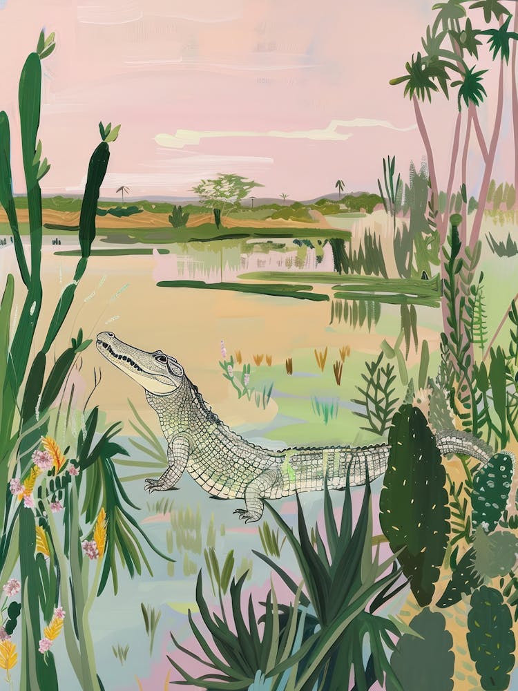 Crocodile Pastels Dschungel-Illustration 1