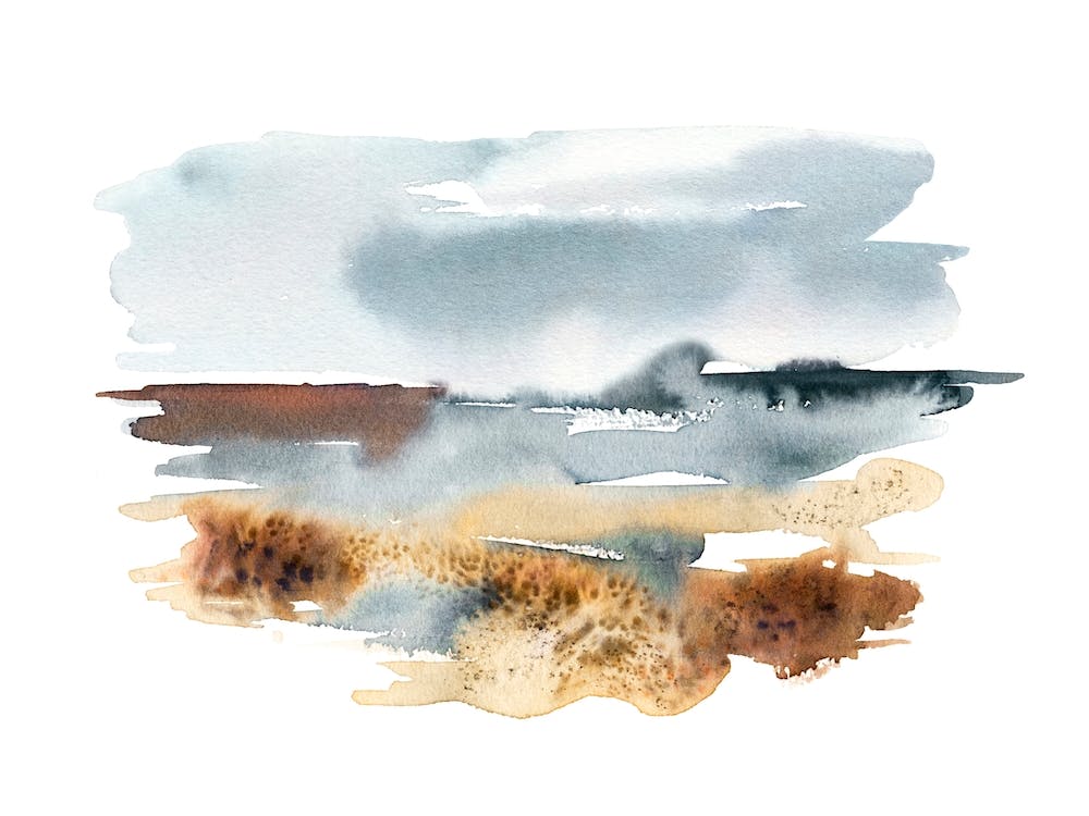 Abstract Watercolor Beach Art 1