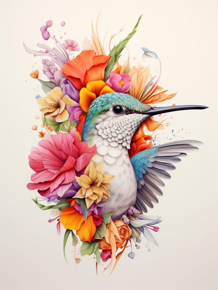 Bird With A Flower Crown Hummingbird 2