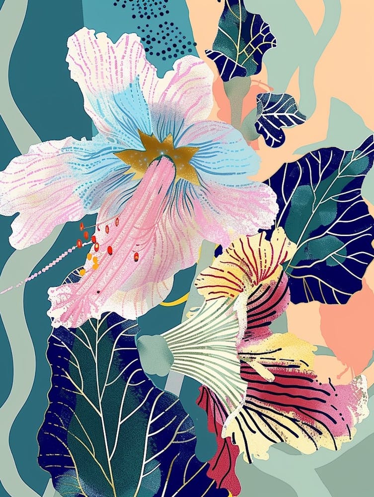 Bunte Blumenillustration Stockrose 1