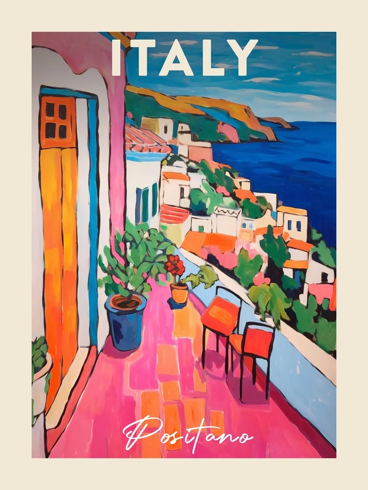 Positano Italy 5 Fauvist Painting Travel Poster