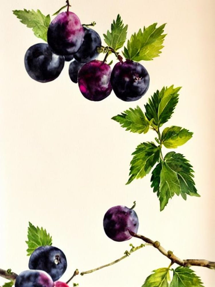 Blackcurrant Italian Watercolour fruit